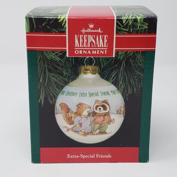 1991 Hallmark Extra Special Friends Glass Bulb Keepsake Holiday Ornament - Picture 1 of 9